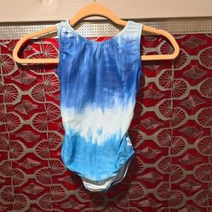 Foxy's Open Back Blue Ombre Tie-Dye Leotard